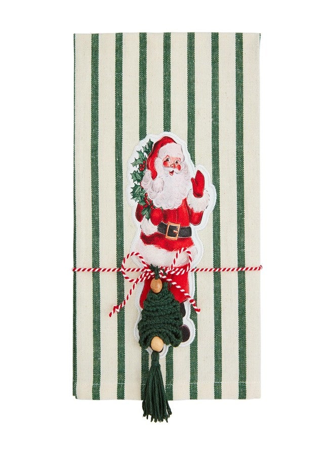 Mud Pie Patch Tartan Towel, Santa, 21" x 14"