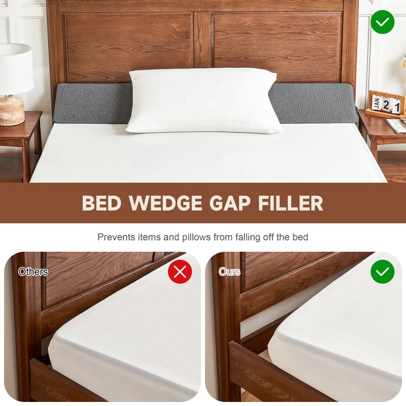 IFNOW King Size(76"x6"x10") Bed Wedge Pillow for Headboard, Mattress Gap Filler(0-8"), Bed Wedge for Gap Between Your Headboard and Mattress Dark Grey - Image 5