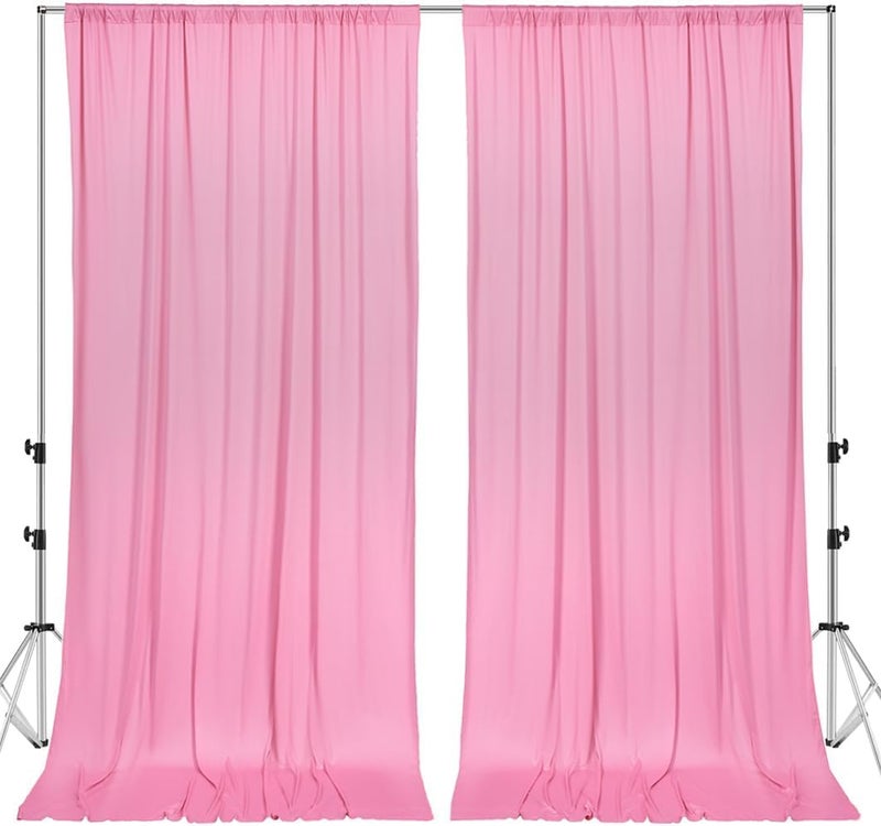 HomeArt 4 Ft. x 8 Ft. Pink Backdrop Curtains Panels, Wrinkle Free Polyester Photography Backdrop Drapes, Wedding Party Home Decoration Supplies - Image 1