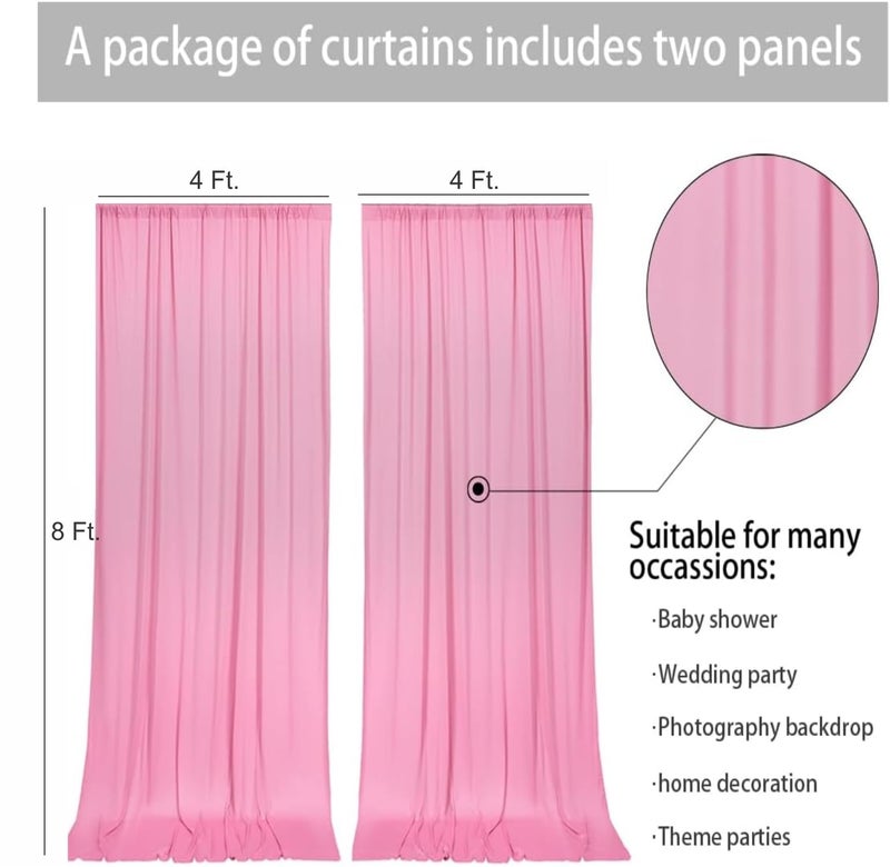 HomeArt 4 Ft. x 8 Ft. Pink Backdrop Curtains Panels, Wrinkle Free Polyester Photography Backdrop Drapes, Wedding Party Home Decoration Supplies - Image 3