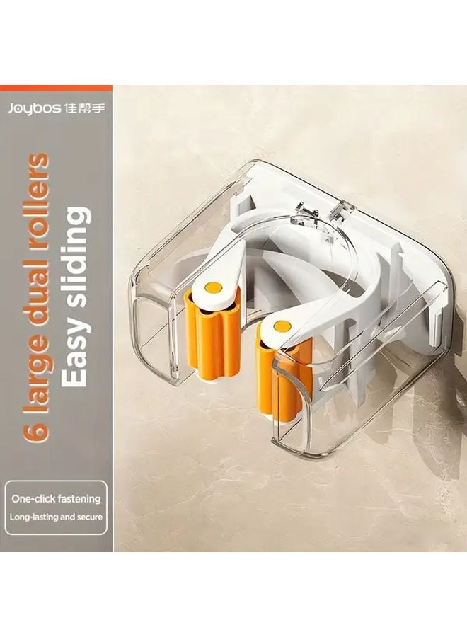 White Orange 2pcs Self Adhesive Mop Broom Holder Wall Mounted Heavy Duty Storage Organizer - Image 5