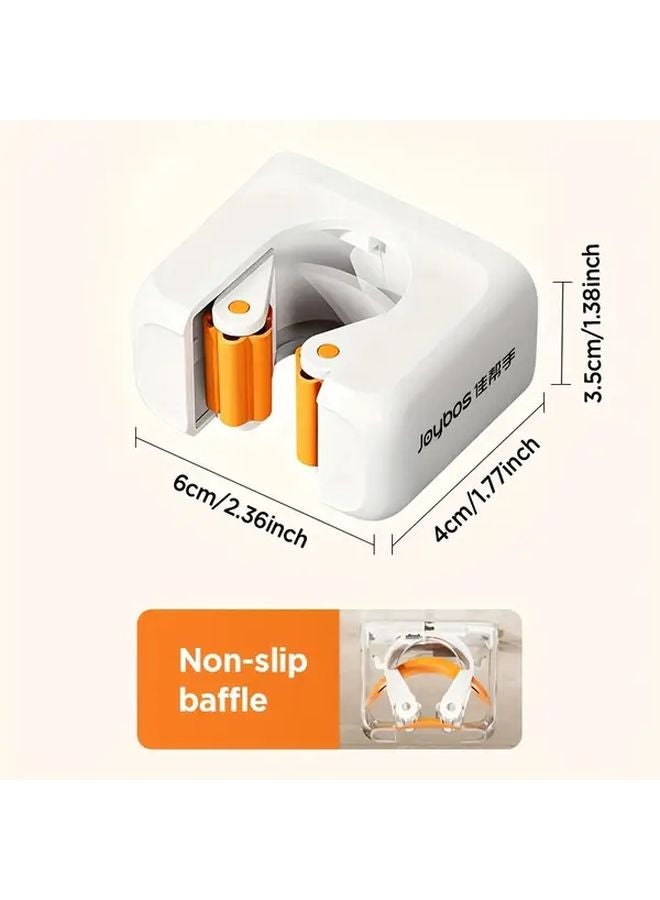 White Orange 2pcs Self Adhesive Mop Broom Holder Wall Mounted Heavy Duty Storage Organizer - Image 4