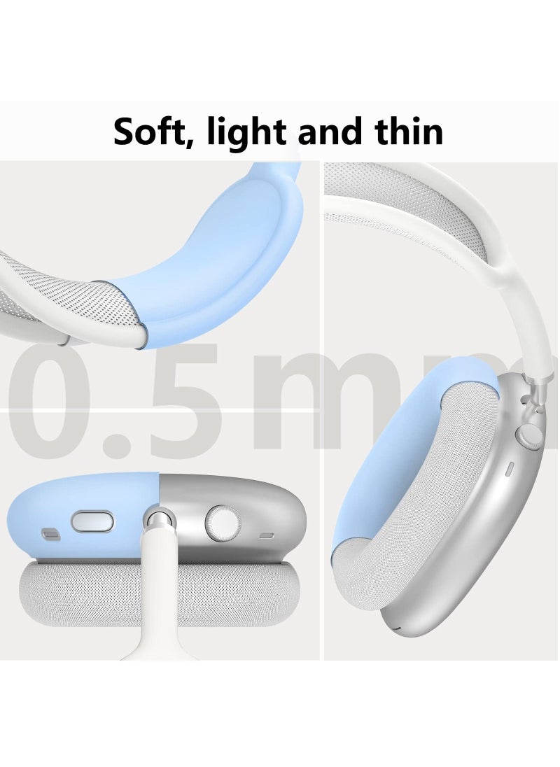 Generic - 3 Pieces Silicone Case Suitable for Apple AirPods Max Headphones Anti-Scratch Ear Cups Cover Headband Cover and Ear Pad Protector Cases Skin Accessories (Blue) - Image 1