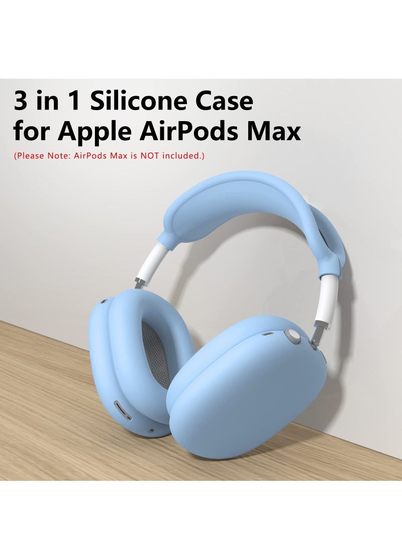 Generic - 3 Pieces Silicone Case Suitable for Apple AirPods Max Headphones Anti-Scratch Ear Cups Cover Headband Cover and Ear Pad Protector Cases Skin Accessories (Blue) - Image 1