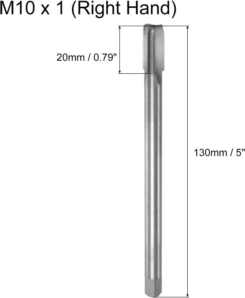 uxcell Metric Thread Tap M10 x 1 H2 130mm Extra Long Straight Flute Screw Thread Milling Machine Taps Threading Tapping Repair Tool - Image 2