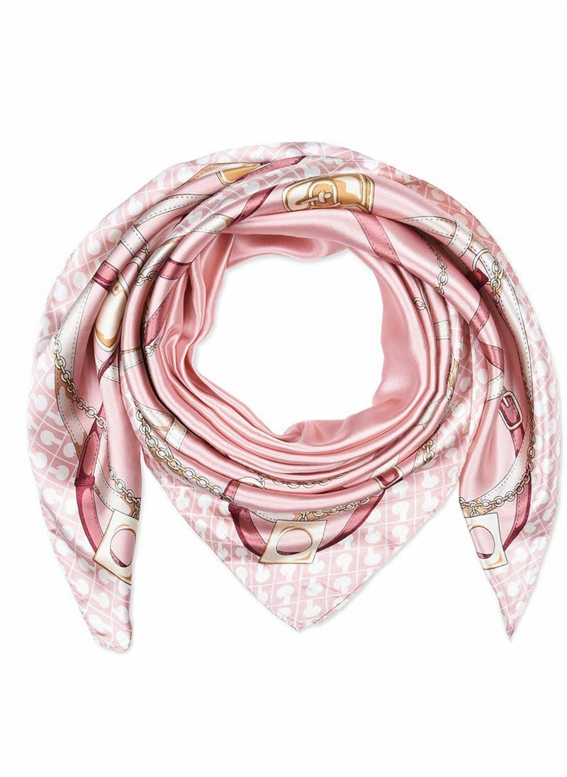 Y&D - Large Square Stain Silk Fashion Pink Hair Scarf Headscarf for Women Girls Necktie Bandanas Night Sleeping (90 x 90CM) - Image 1