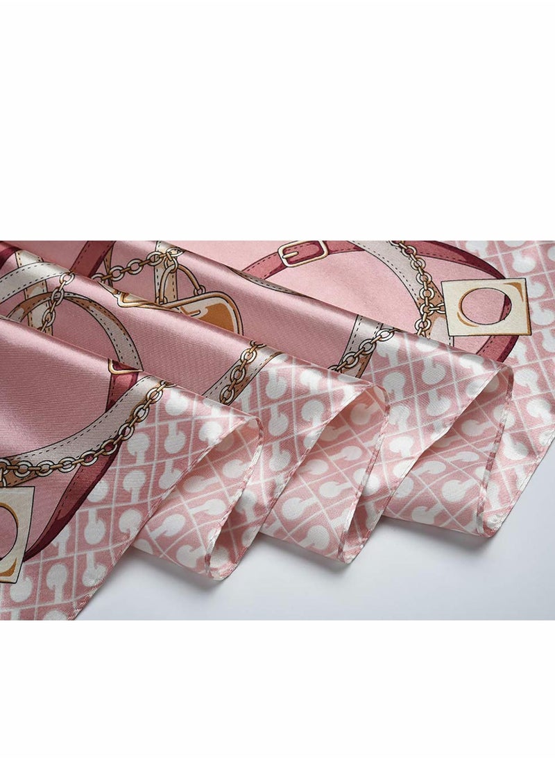 Y&D - Large Square Stain Silk Fashion Pink Hair Scarf Headscarf for Women Girls Necktie Bandanas Night Sleeping (90 x 90CM) - Image 1