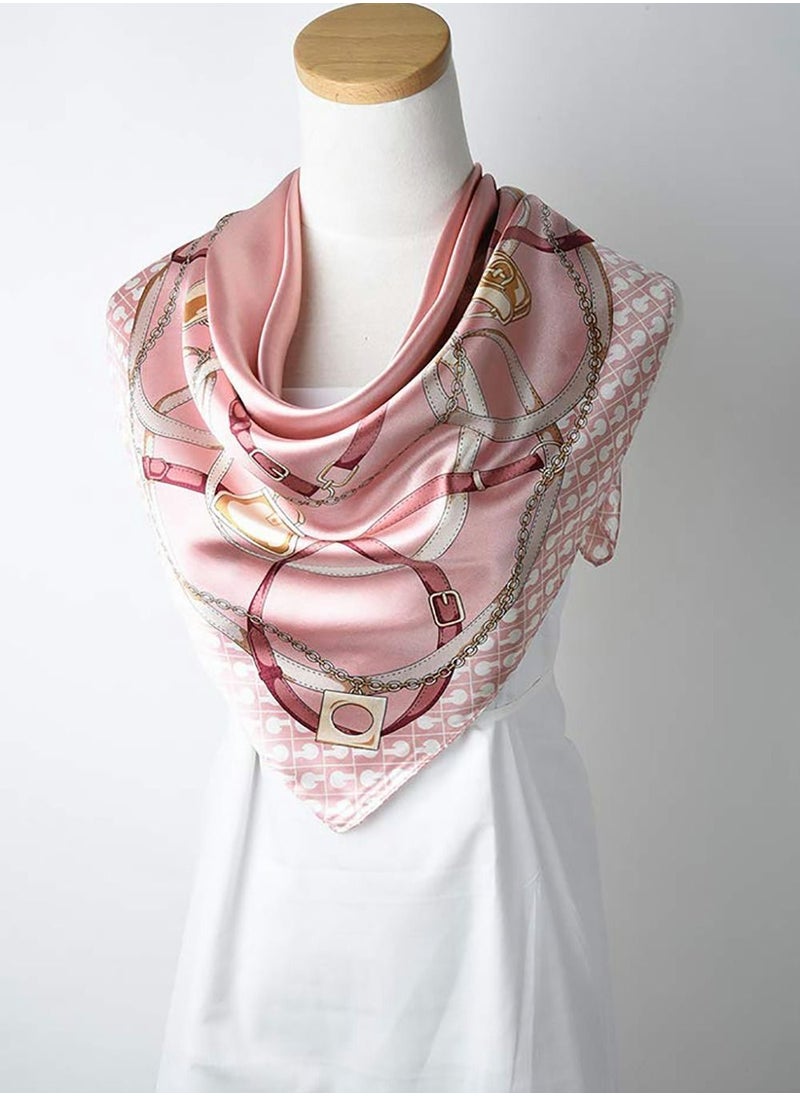 Y&D - Large Square Stain Silk Fashion Pink Hair Scarf Headscarf for Women Girls Necktie Bandanas Night Sleeping (90 x 90CM) - Image 1
