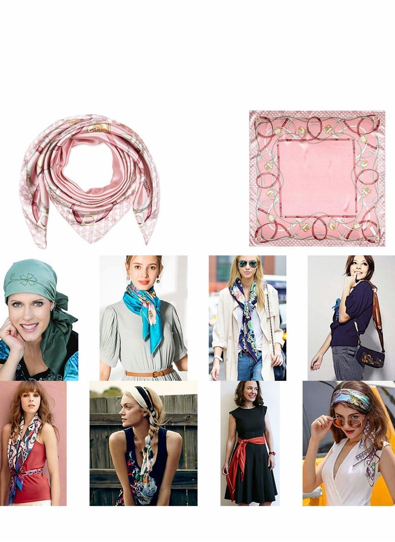 Y&D - Large Square Stain Silk Fashion Pink Hair Scarf Headscarf for Women Girls Necktie Bandanas Night Sleeping (90 x 90CM) - Image 1