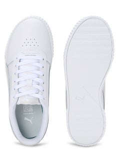 PUMA Carina Womens White Leather Trainers  - Image 4
