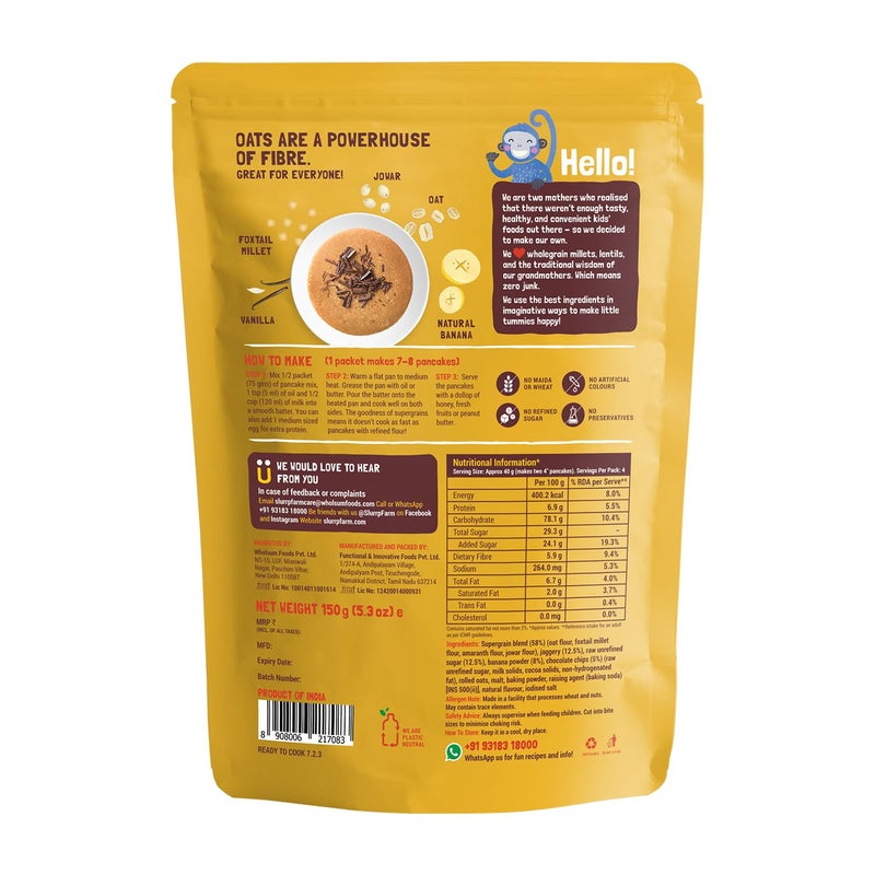 Slurrp Farm Millet Pancake Mix - Banana Choco Chip & Chocolate | Wholesome Breakfast with Jowar, Oats & Foxtail Millet | No Maida, No Refined Sugar | 5.29 Oz (Pack of 2) - Image 5
