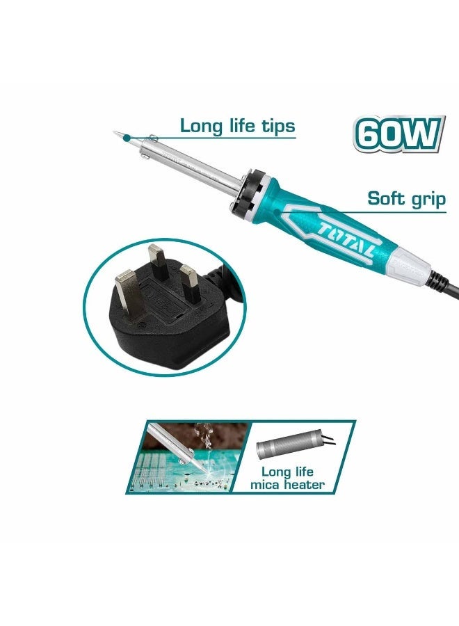 توتال مكواة لحام كهربائية 60 واط، أداة لحام سريعة التسخين بمقبض مريح ورأس دقيق، مخصصة لإصلاح الإلكترونيات وأعمال "افعلها بنفسك" (DIY). - Image 4