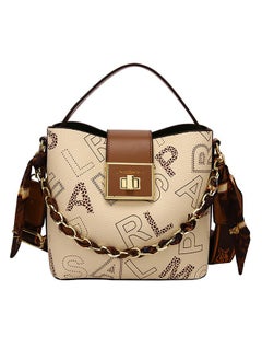 Women'a High-End Sense of Letters One-Shoulder Messenger Bucket Bag Handbag 20*19*11CM