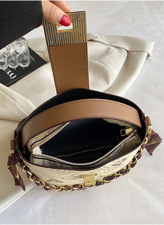 Sharpdo - Women'a High-End Sense of Letters One-Shoulder Messenger Bucket Bag Handbag 20*19*11CM - Image 1