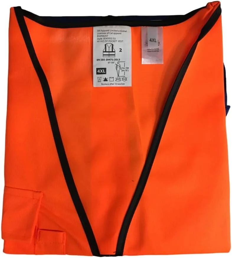 Caterpillar Caterpillar Men's High Visibility Zip Pocket Vest with Reflective Stripes