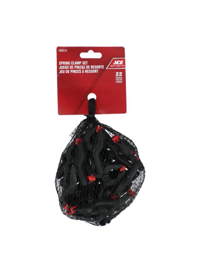 ACE 22-Piece Comfortable Grip Handle Spring Clamp Set Black and Red
