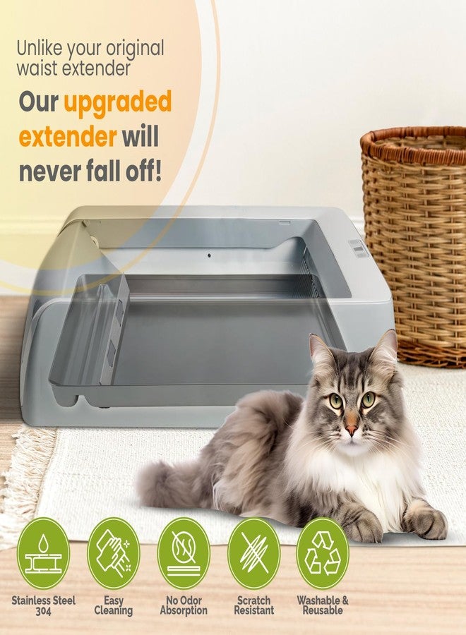 COSPARX Reusable Litter Tray Compatible with Petsafe-Scoop Free Self-Cleaning Cat Litter Box Upgraded Clip-on Designed Waste Extender, Non Slip Rubber, Stainless Steel Never Absorb Odors & Easier to Clean - Image 3