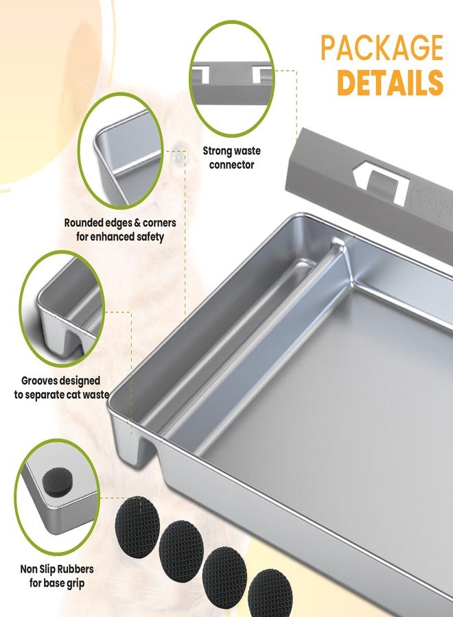 COSPARX Reusable Litter Tray Compatible with Petsafe-Scoop Free Self-Cleaning Cat Litter Box Upgraded Clip-on Designed Waste Extender, Non Slip Rubber, Stainless Steel Never Absorb Odors & Easier to Clean - Image 5