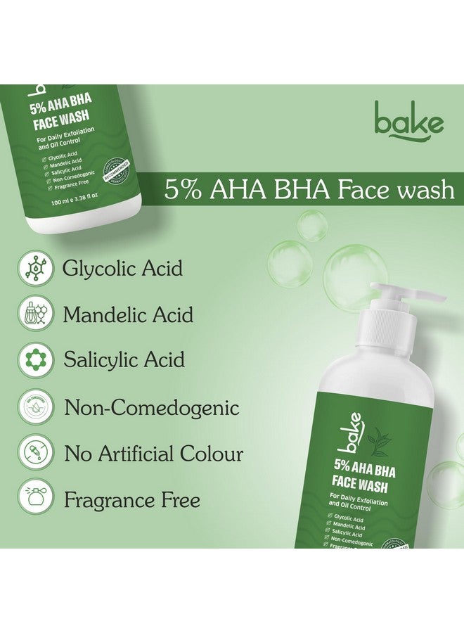 BAKE 5% AHA BHA Face Wash with 2% Salicylic Acid, Glycolic Acid & Mandelic Acid for Open Pores, Acne & Dark Spots | For Oily Acne Prone Skin | Daily Exfoliation & Oil Control - 100ml - Image 3