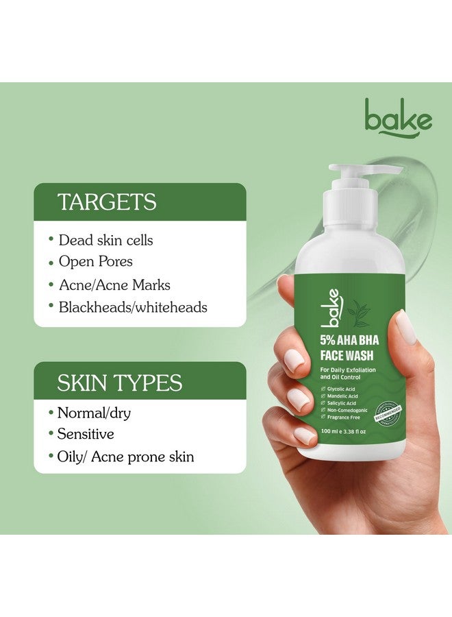 BAKE 5% AHA BHA Face Wash with 2% Salicylic Acid, Glycolic Acid & Mandelic Acid for Open Pores, Acne & Dark Spots | For Oily Acne Prone Skin | Daily Exfoliation & Oil Control - 100ml - Image 5