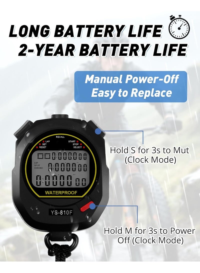 Soofam Professional Waterproof Stopwatch for Coaches : 3-Row Large Screen, 10-Group Memory, Pace Mode, Clock, Alarm, Calendar – Perfect for Sports, Swimming, Soccer, Fitness, and Referee Timing Needs - Image 4