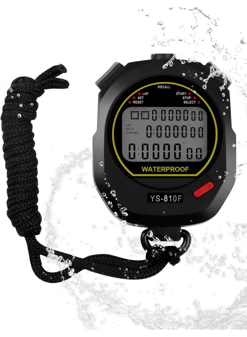 Soofam Professional Waterproof Stopwatch for Coaches : 3-Row Large Screen, 10-Group Memory, Pace Mode, Clock, Alarm, Calendar – Perfect for Sports, Swimming, Soccer, Fitness, and Referee Timing Needs - Image 1