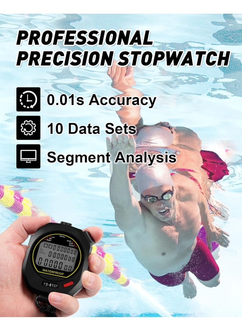Soofam Professional Waterproof Stopwatch for Coaches : 3-Row Large Screen, 10-Group Memory, Pace Mode, Clock, Alarm, Calendar – Perfect for Sports, Swimming, Soccer, Fitness, and Referee Timing Needs - Image 2