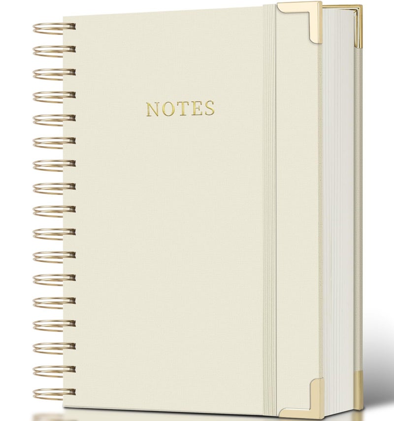 ALKALO Spiral Notebook Journal, 328 Pages Linen Hardcover College Ruled Notebook, Lined Thick Journals for Women Men, A5 Thick Spiral Journal for Writing, 100GSM Paper, Cute Notebooks for Work School - Image 1