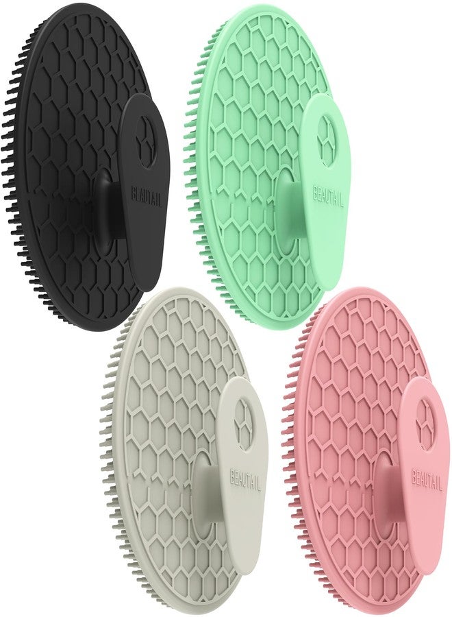 BEAUTAIL Silicone Body Scrubber 4 Pack, BEAUTAIL Shower Bath Scrubber, Gentle Exfoliating Brush for Women Men Sensitive Skin, More Hygienic Than Traditional Loofah, Long Lasting (Black+Gray+Pink+Green) - Image 1