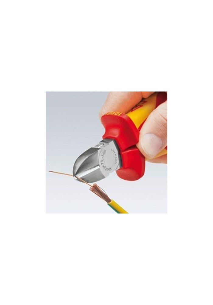 كنيبيكس كماشة قطع جانبية معزولة KNIPEX 70 06 180 | طول 180 مم | مطلية بالكروم | قاطعة عالية الأداء للكهربائيين | أداة احترافية للأعمال الكهربائية - Image 2