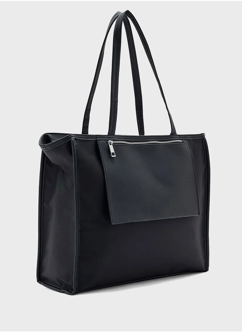 ELLA Mix Material Multipocket Tote Bag