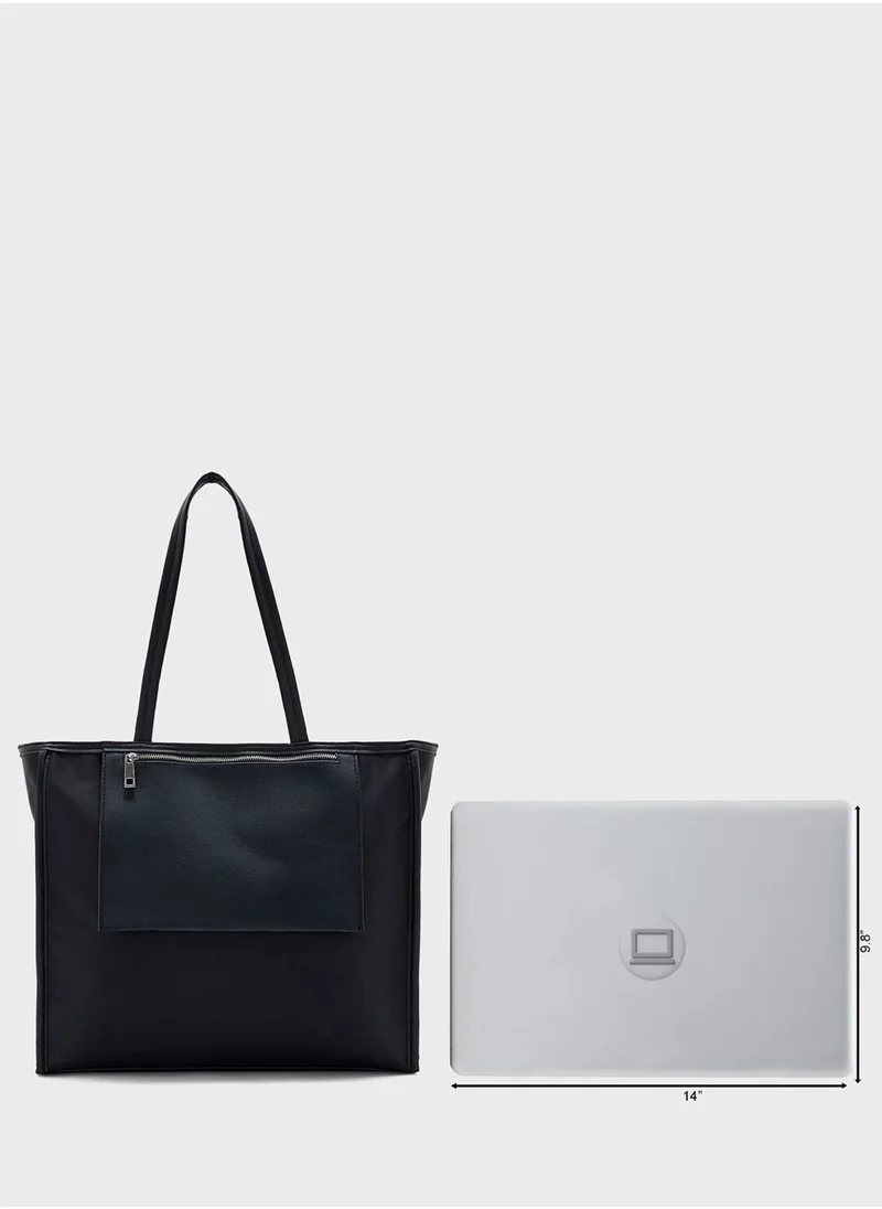 ELLA Mix Material Multipocket Tote Bag