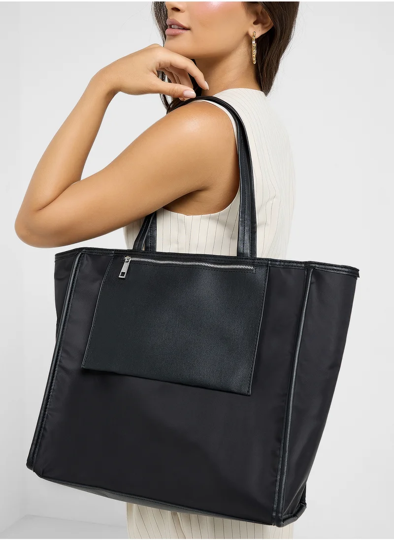 ELLA Mix Material Multipocket Tote Bag