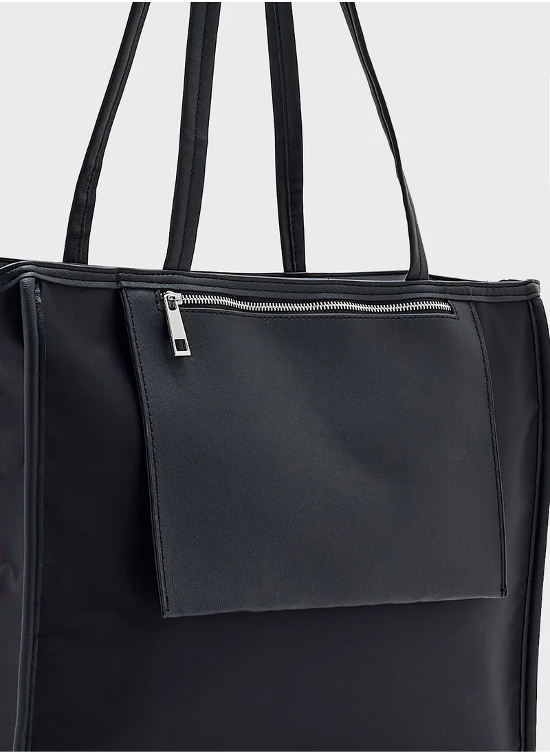 ELLA Mix Material Multipocket Tote Bag