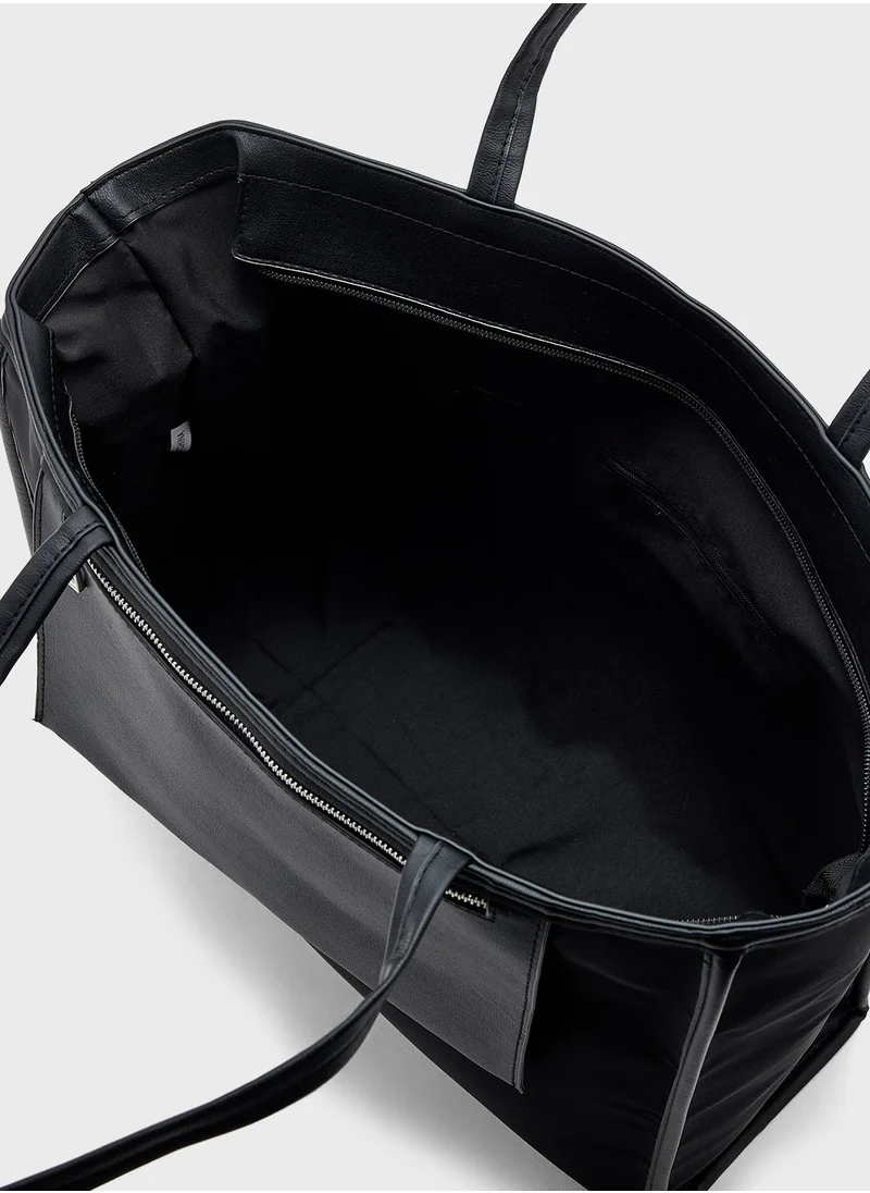 ELLA Mix Material Multipocket Tote Bag