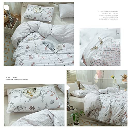AMWAN Garden Style Chic Floral Duvet Cover Queen Soft Vintage Bedding Set Flower Leaf Botanical Duvet Cover for Girl Women Cotton Garden Comforter Cover with Zipper Closure - Image 2