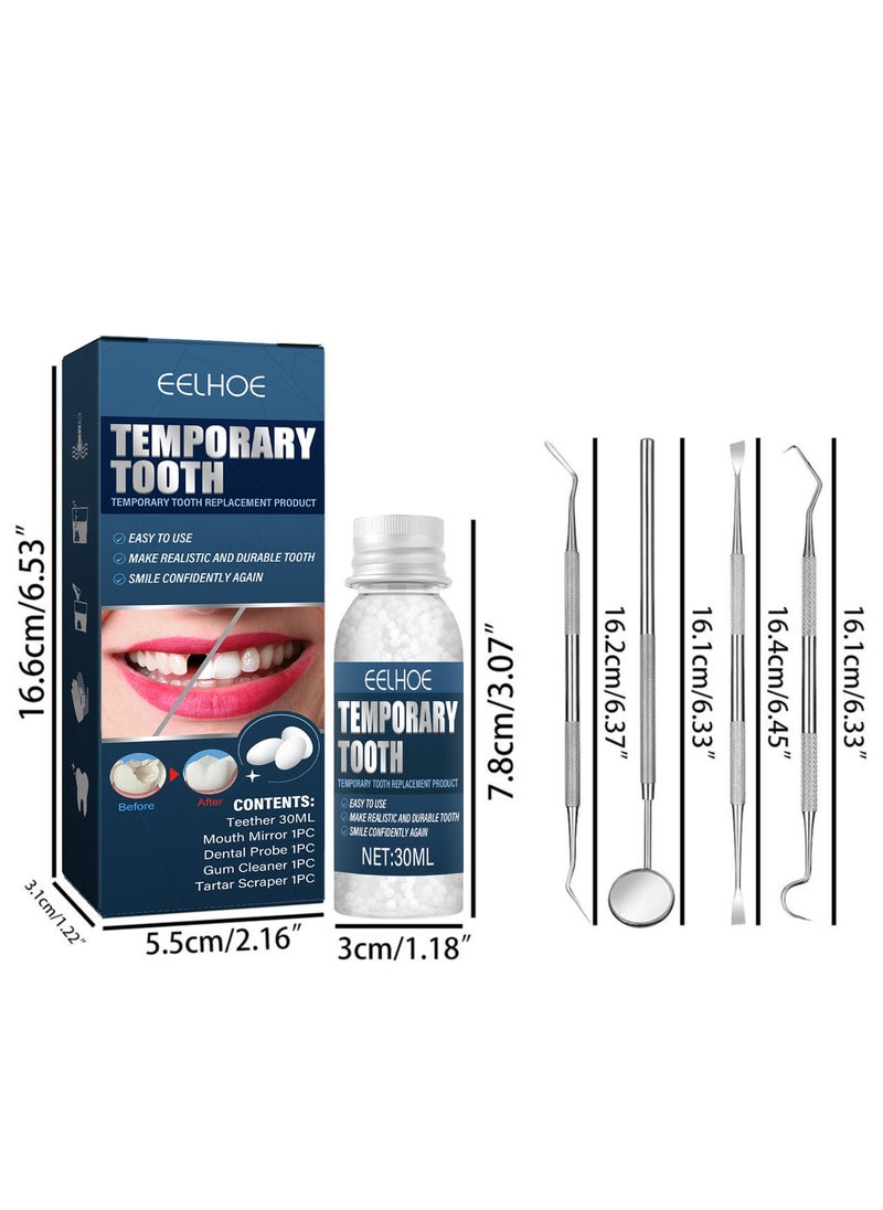EELHOE - 30ml Moldable Teeth Glue 4 Dental Tools Temporary Tooth Filling Set Difficult to Deform Smile Confidently - Image 1