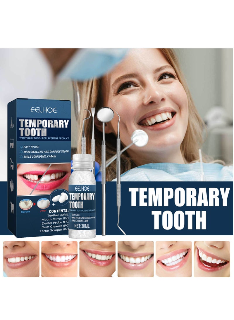 EELHOE - 30ml Moldable Teeth Glue 4 Dental Tools Temporary Tooth Filling Set Difficult to Deform Smile Confidently - Image 1