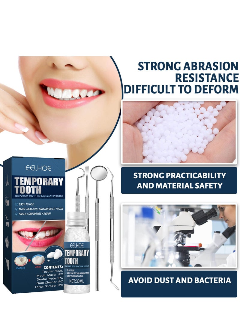 EELHOE - 30ml Moldable Teeth Glue 4 Dental Tools Temporary Tooth Filling Set Difficult to Deform Smile Confidently - Image 1