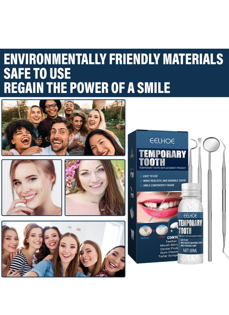 EELHOE - 30ml Moldable Teeth Glue 4 Dental Tools Temporary Tooth Filling Set Difficult to Deform Smile Confidently - Image 1