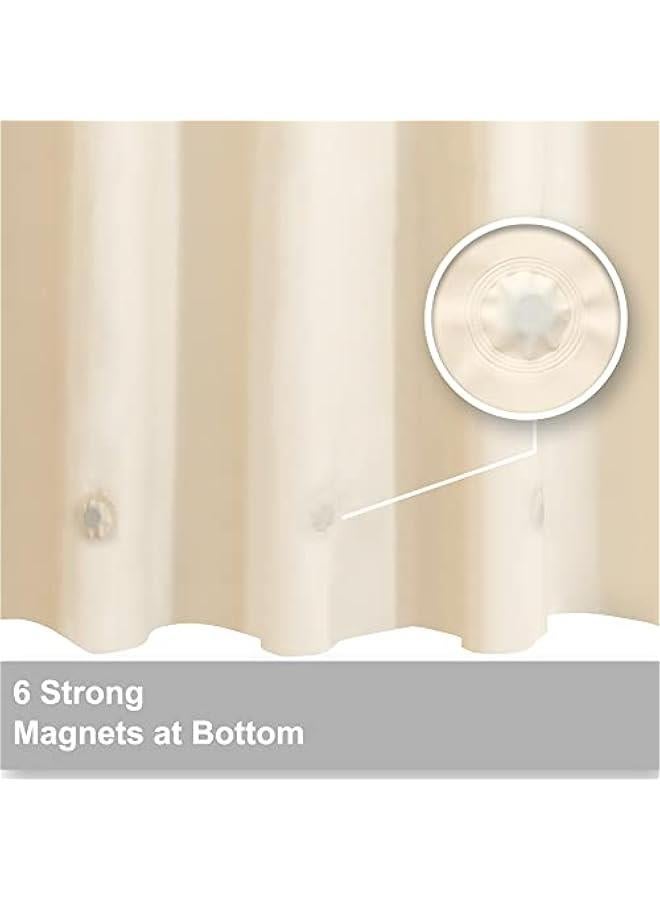 Beige Shower Curtain Liner with 6 Magnets - Waterproof PEVA Shower Liner for Bathroom, 72 x 72 Standard Size, PVC Free, Metal Grommets - Beige, 72x72 - Image 3