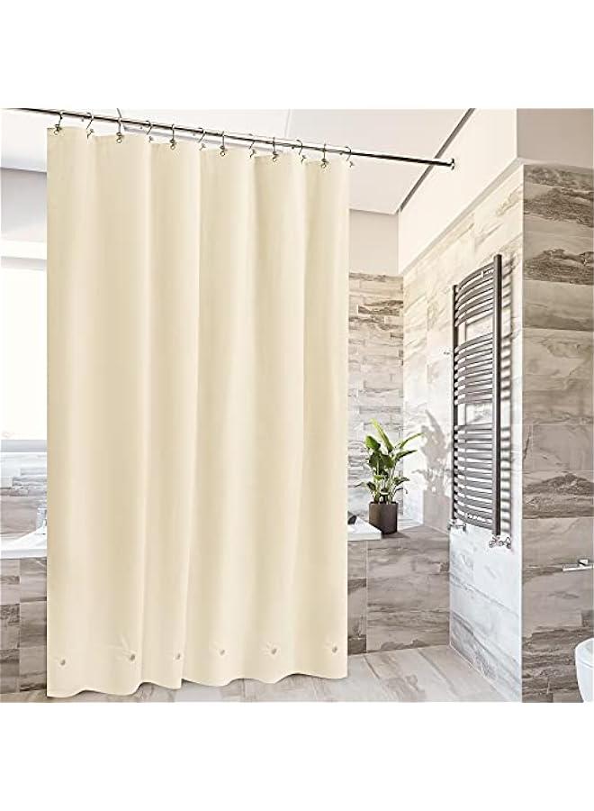 Beige Shower Curtain Liner with 6 Magnets - Waterproof PEVA Shower Liner for Bathroom, 72 x 72 Standard Size, PVC Free, Metal Grommets - Beige, 72x72 - Image 2