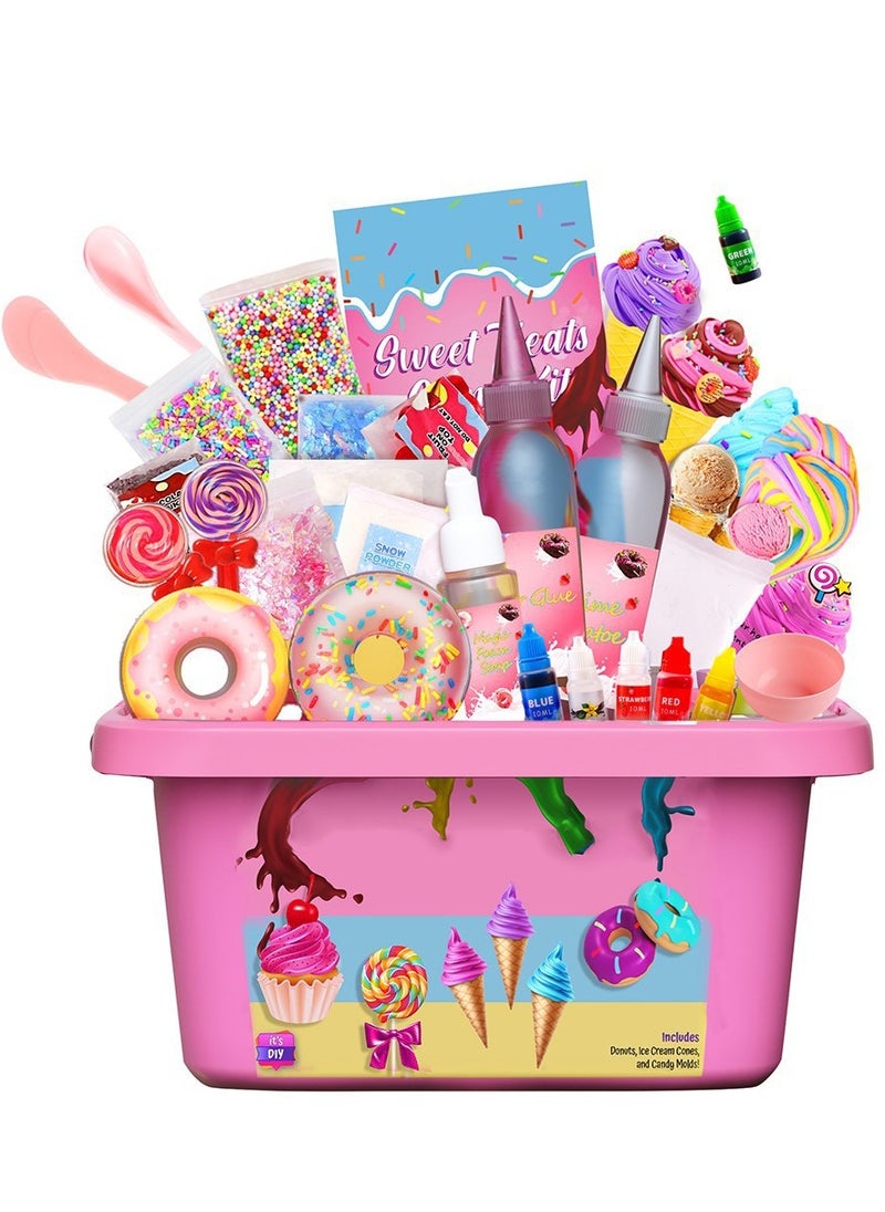 DIY Slime Kit for Kids, Fluffy Non Stick Slime for Kids With 3 Scents, 5 Colors and Charms, Kids Toys for Girls and Boys To Make Cloud Slime, Foam Slime, Butter Slime, Donut and ice Cream Slime Set  - Image 1