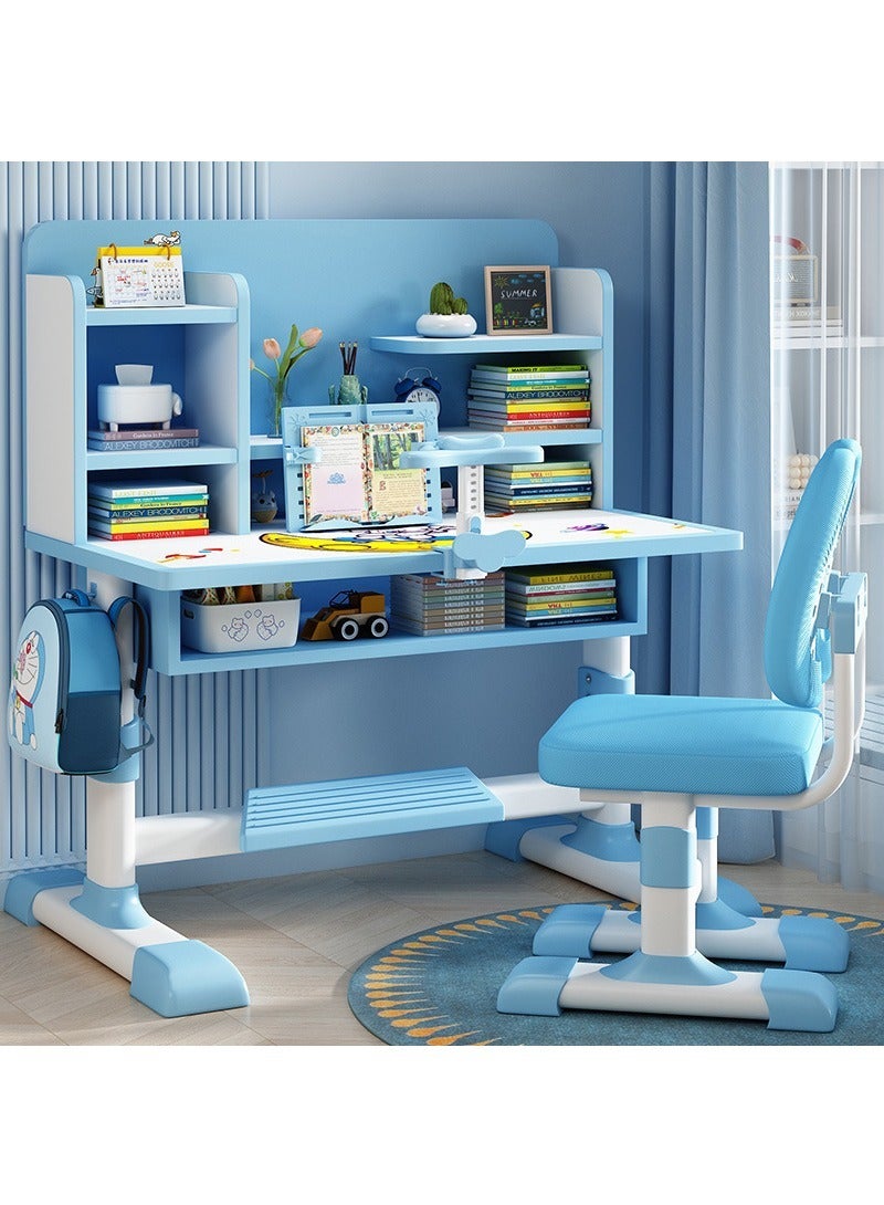 Generic Children's study desk, adjustable student writing and homework desk with bookshelf, desk and chair combination  - Image 2