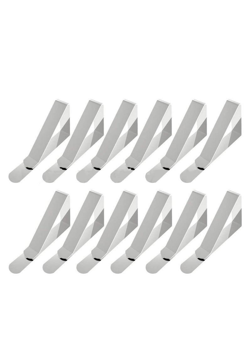 Stainless Steel Table Cloth Holder Clamps/Clips (Silver) - Pack of 12 - Image 1
