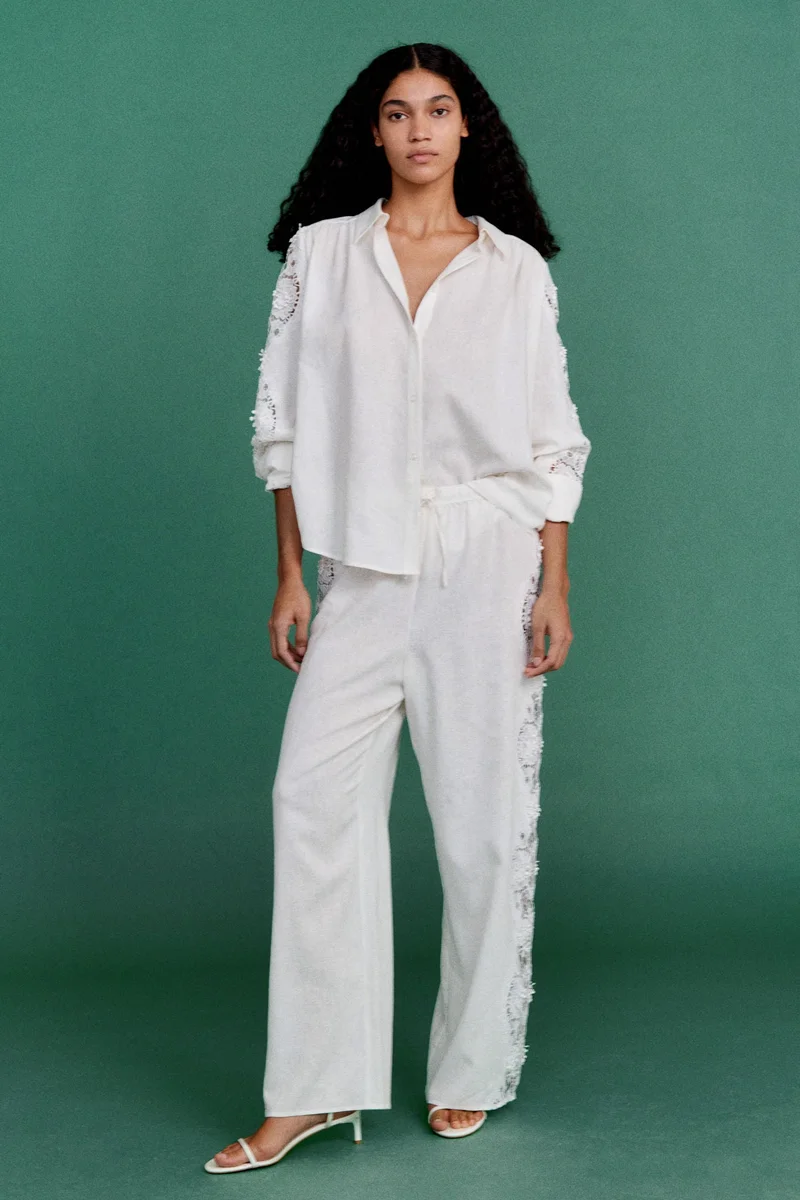 اتش اند ام بنطلون مزين بالدانتيل