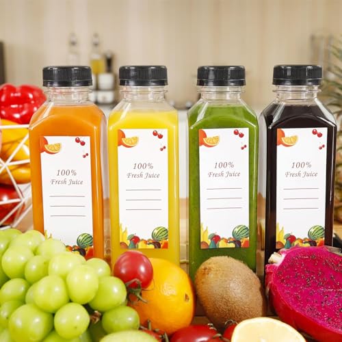 OBKJJ 40 pcs 16oz Pcs Juice Bottles, Juice Bottle with Caps Reusable Empty Clear Bottles with Label, Funnel, Brush Bulk Beverage Containers for Juicing, Drinking, Smoothie and Other Beverages (16-OZ) - Image 2