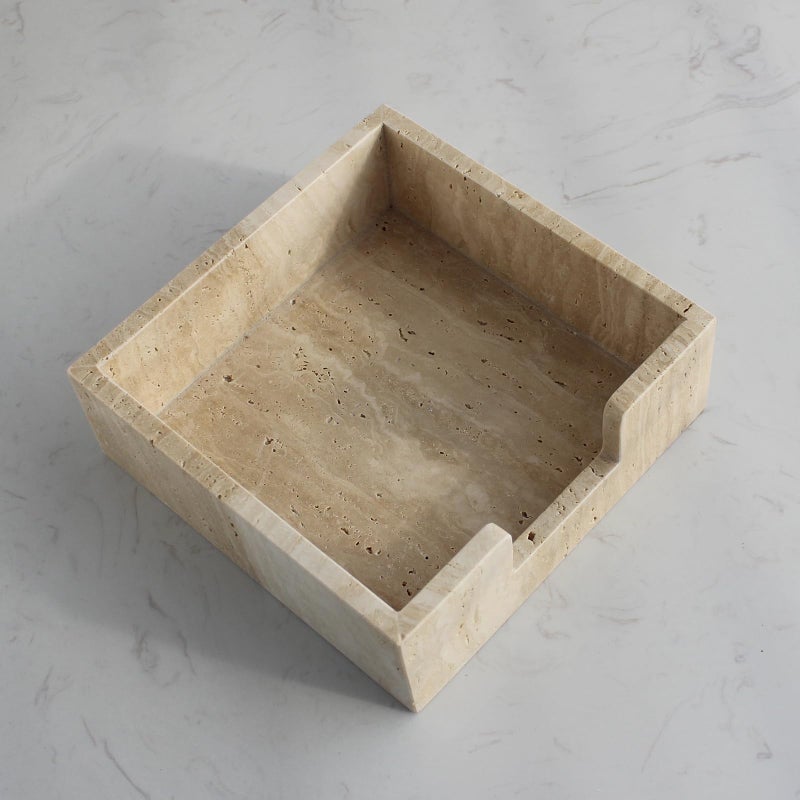 Natust Travertine Luncheon Napkin Holder 7.5" x 7.5" x 2.76" for Table, Cocktail Napkin Tray for Restaurant/Kitchen - Image 2