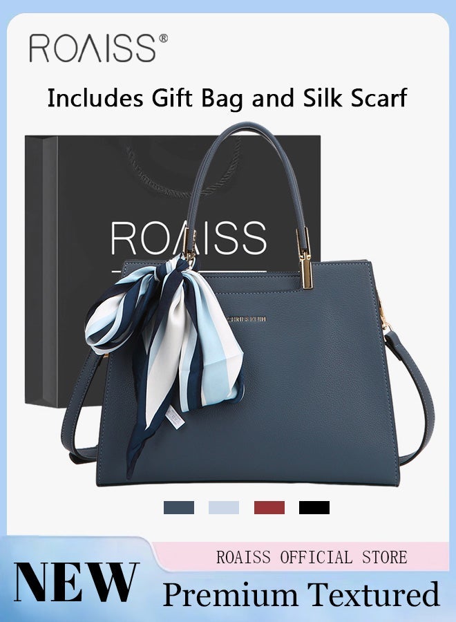roaiss Women Stylish Handbag with Silk Scarf, Large Capacity Shoulder Bag with Adjustable Strap and Zipper Closure, Elegant Chic Crossbody Bag for Ladies, Ideal for Dating, Shopping and Everyday Use - Image 2