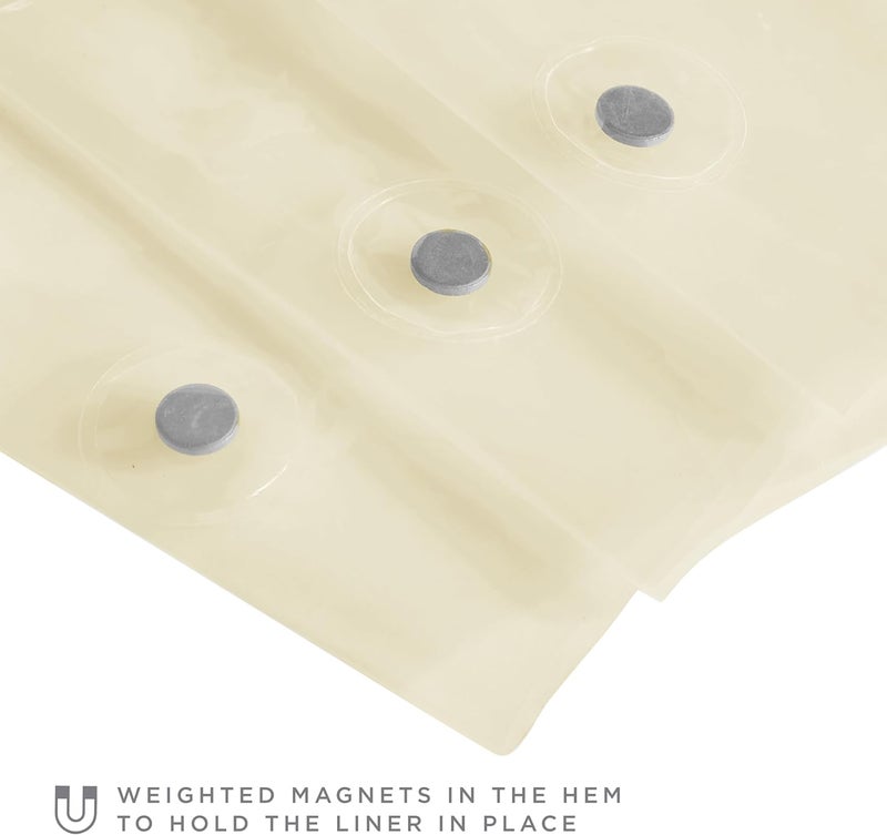 Bath Bliss PVC Standard Shower Curtain Liner | 3G | 70"x 72" | Magnetic Hem | Beige - Image 3
